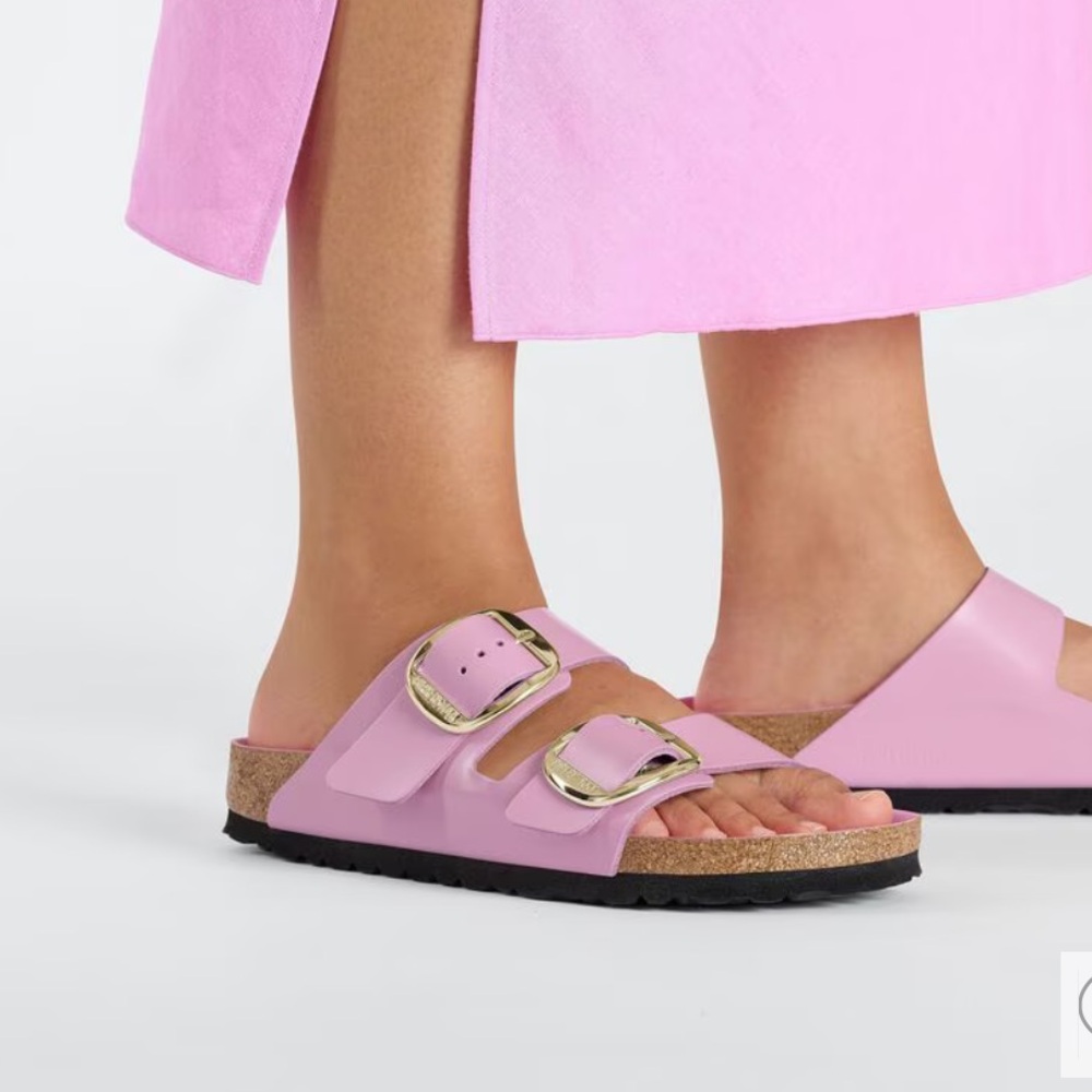 NWT BIRKENSTOCK Arizona Big Buckle Patent, High Shine Fondant Pink, size 37N - Picture 4 of 8